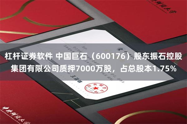 杠杆证券软件 中国巨石（600176）股东振石控股集团有限公司质押7000万股，占总股本1.75%